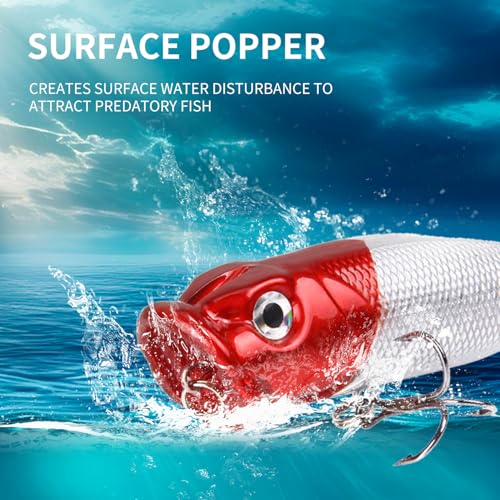 TSKS Fishing Artificial Lures Kit Mixed Including Front Diving Fin Minnow Surface Popper Crank Baits Pencil VIB with Hook and Soft Lures Accessories for Saltwater Freshwater Trout Bass Tackle Gift Set - color: 105pcs