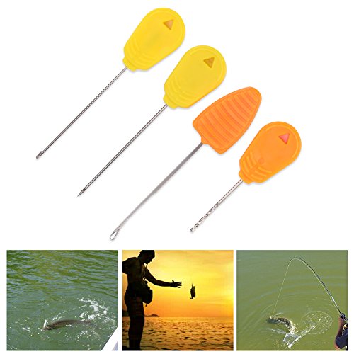 Carp Fishing Bait Needles, Portable Baiting Drill Stringer Hook Needles Set Hair Rigs Making Tool (4Pcs)