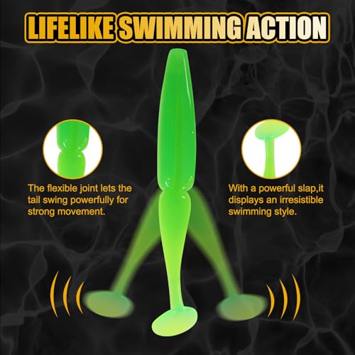 4.13'' Soft Fishing Lure, Flexible Paddle Tail Swim Baits for Bass Catfish Trout Walleye Crappie Lures Kit Fishing Baits - color: White