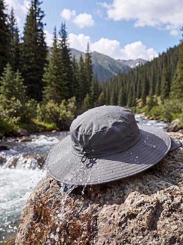 Home Prefer UPF 50+ Wide Brim Sun Hats with Neck Flap Sun Protection Hat for Men Women Gardening Fishing Summer Bucket Hat - color: Dark Grey
