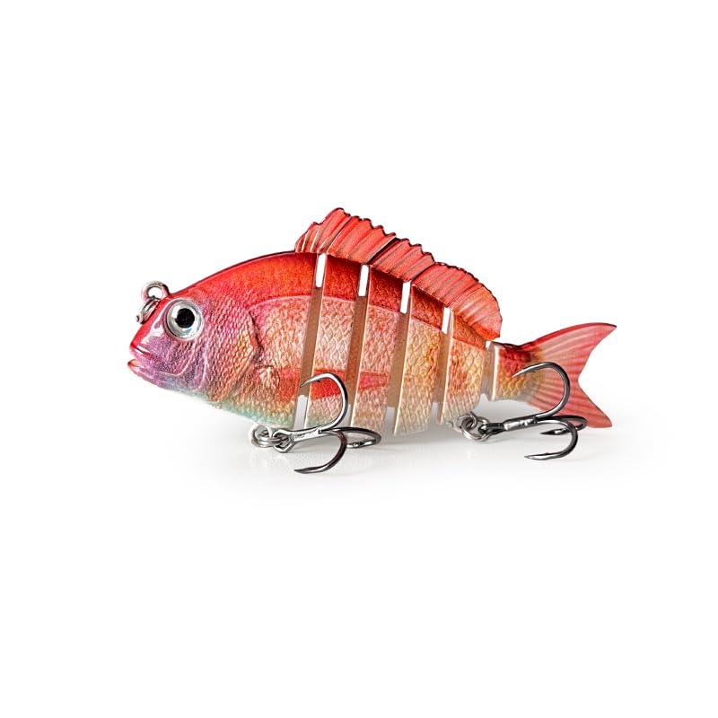 3pcs Multi-Jointed Panfish Bluegill Swimbait Hard Sinking Bass Fishing Lure with Sharp Treble Hooks, Lifelike Fishing Lures for Bass Trout Walleye Crappie, Amazing Swimbaits Gift - color: 02-3.15inches