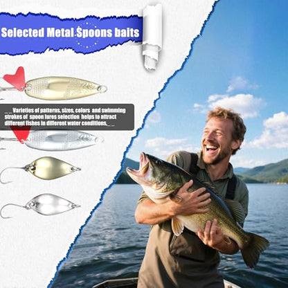 EXAURAFELIS Fishing Lures Tackle Kit, Mixed Hard & Soft Baits Metal Spoons Fishing Accessories for Bass Trout Pike Freshwater Saltwater Fishing - color: 84pcs
