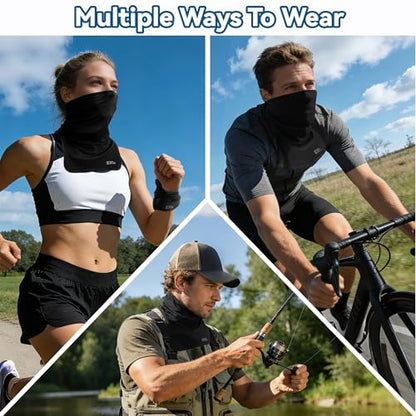 UPF 50+ Breathable Neck Gaiter, Adjustable Quick Dry Neck Gaiters for Men & Women Sun Protection Face Mask for Fishing - color: 2black