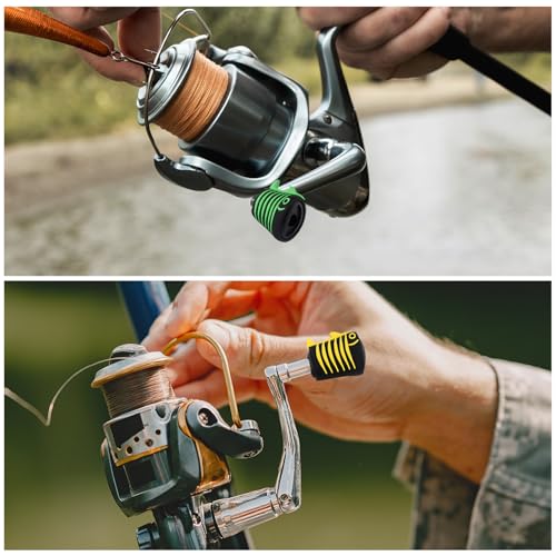 Fishing Reel Replacement Handle with Knob Covers, Spinning Casting Baitcaster Reel Grip Parts Universal Rocker Arm Non-Slip Rubber Sleeve - color: 12PCS-Reel-Knob-Covers
