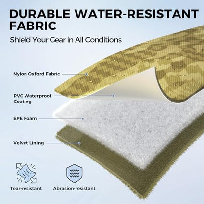 KastKing BaitSpace Line Management Bag, Fishing Line Storage Bag with Water Resistant Nylon, Clear View Window, Removable Divider, Tangle-free Leader Line Holder - color: C: Khaki Camo-Medium