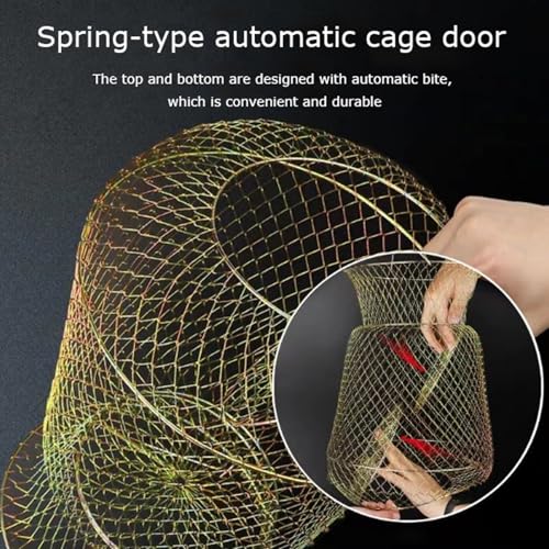 Collapsible Fish Basket Metal Fish Keeper Fishing Net Basket Fishing Creel with Breathable Mesh for Hiking Fishing - size: XX-Large