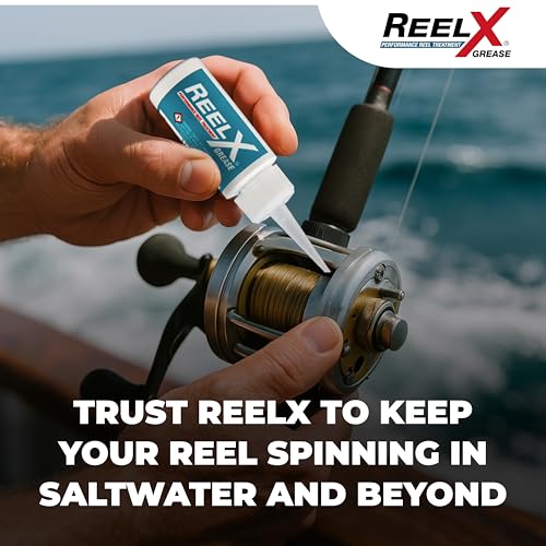 ReelX Fishing Reel Grease, Marine-Grade Anti-Rust Lubricant for Bearings, Spinning, Baitcasting, Spincast, Fly, Trolling & Electric Reels, Corrosion Prevention & Control - size: Grease 1oz