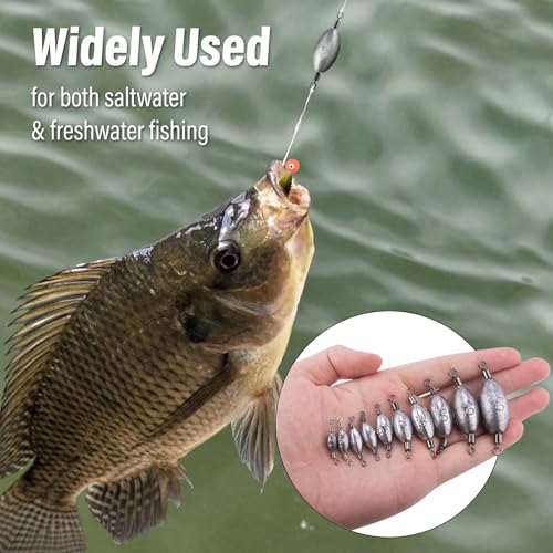 Dr.Fish 20 Pack Inline Trolling Weights Swivel Egg Sinkers Oval Line Sinker Catfishing Saltwater Freshwater Fishing - size: 3/4oz-20 Pack