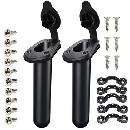 2Pcs Kayak Fishing Rod Holder & 2Pcs Kayak Paddle Holder Clips(Including Screws) for Kayak, Fishing Boat, Canoe and Fishing Tackle Accessory Tool
