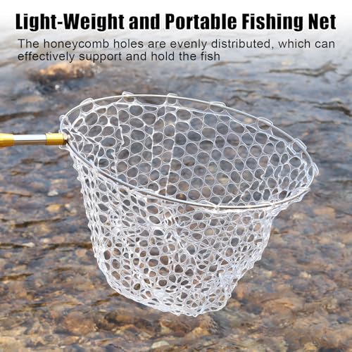 Fishing Landing Net Trout Net Replacement Netting with Rubber Mesh for Fish Fly and Fishing Landing - color: White Rubber Fishing Net, size: Dia 33cm*Dep 25cm(Cir 100cm)