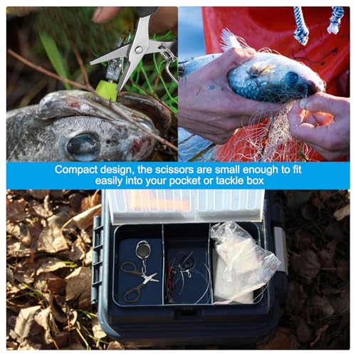 PATIKIL Fishing Scissors, 2 Pack Non-Slip Serrated Edge Scissors Fishing Braided Line Snips Fishing Line Cutter with Lanyard for Fishing Trimming, Colorful Titanium