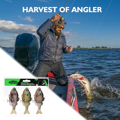 FONMANG Top Water Fishing Lures, 3-Pcs Topwater Lures for Bass Walleye Pike, 2025 New Wasp Crawl Bait for Freshwater and Saltwater - color: B-Bluegill Swimbait