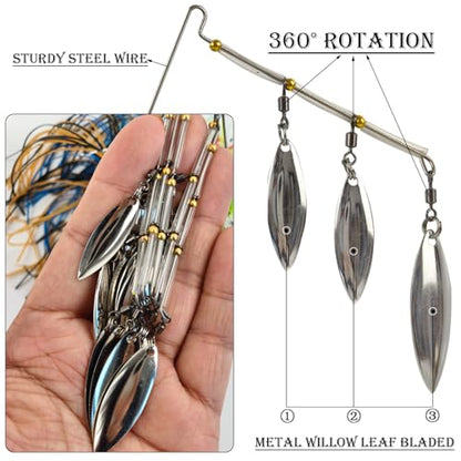 5pcs Spinner Baits Fishing Lures Kit,Willow Leaf Spinnerbait Buzz Bait,Silicon Skirt Swim Jigs Fishing Tackle Spinner Baits for Bass Trout Salmon Pike Saltwater Freshwater