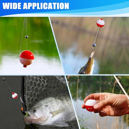 AGOOL Fishing Bobbers Set Snap Hard ABS on Red/White Fishing Floats Bobbers Push Button Round Buoy Floats Tackle Accessories Size: 0.5/0.75/1/1.25/1.5/1.75/2/2.5 Inch - size: 1.25 inch_pack of 10