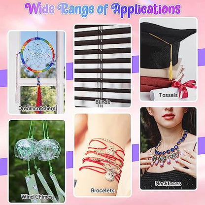 Selizo 12 Rolls Nylon String for Bracelets, Chinese Knotting Nylon Cord for Jewelry Making, Nylon Beading Thread for Kumihimo, Braided Bracelets, Necklaces, Macrame Craft, Wind Chime
