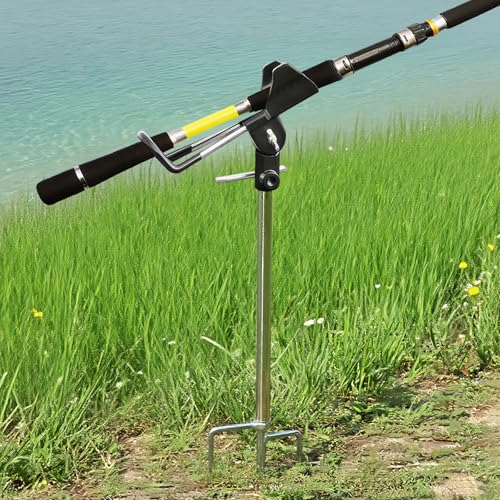 Fishing Rod Holder for Ground, Easy to Install, 360 Degree Adjustable Fishing Pole Stand Equipment for Beach, Bank, Gifts for Men