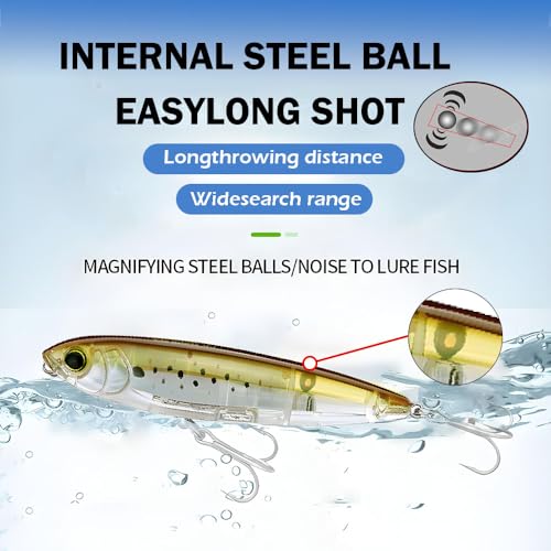 Top Water Fishing Lure for Freshwater and Saltwater, Long Cast Sinking Pencil Lures Artificial Hard Baits with Treble Hook, for Bass Walleye Pike Catfish Musky Perch Fishing Gifts for Family Fishing - color: D