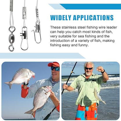 Fishing Leaders Saltwater Tackle Rig Surf Fishing Rigs with Swivel Snaps High Strength Wire Leader Bottom Rigs Fishing Gear Equipment for Lures Bait Hooks - color: White Nylon, style: 2 Arms-12pcs
