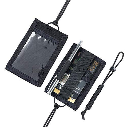 EXCELLENT ELITE SPANKER Tactical ID Card Holder Adjustable Neck Lanyard Key Ring Loop Patch Badge Holder and Credit Card Organizer (Black) - color: Black