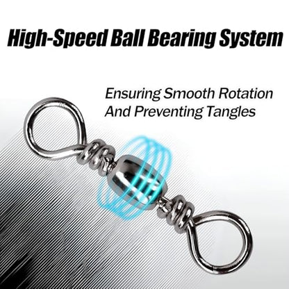 Copper Ball Bearing Swivels Cross Line Swivels Silver FS/ZH-02(10#,100pcs) | for Saltwater Freshwater,Fishing Swivel Tackle,for Lure Line,and Leader Connections