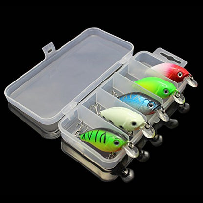 5 Colors Minnow CrankBaits Fishing Lures, Small Fat Simulation Bait Fishing Gear, Topwater Floating Lure, Life-Like Swimming Swimbait (2.95 inches)