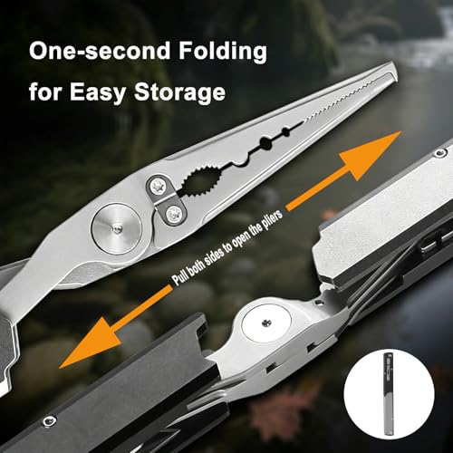 12-IN-1 Fishing Multitool, Titanium Coated Saltwater Fishing Pliers
