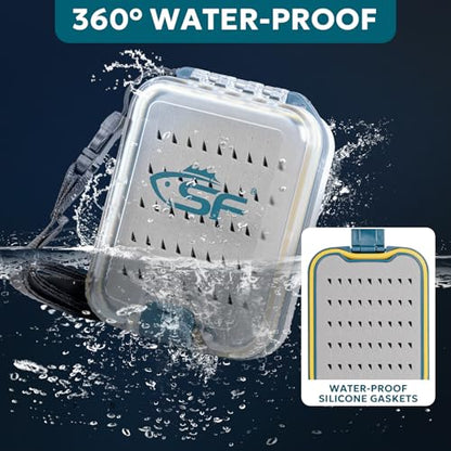 SF Plastic Waterproof Pocket Fly Fishing Box Double Side Clear Lid Easy Grip Foam with Lanyard Mini Fly Box - style: Easy Grip Foam-Lanyard