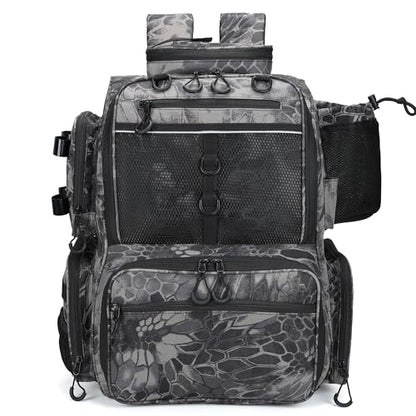 Rabjen Fishing Tackle Backpack with Rod Holders, Bottle Holder, Storage Bag Store Fishing Gear