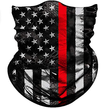 Obacle Bandana Face Mask Neck Gaiter Tube Mask Men Women for Sun Dust Protection - color: Us Flag Black Red Line