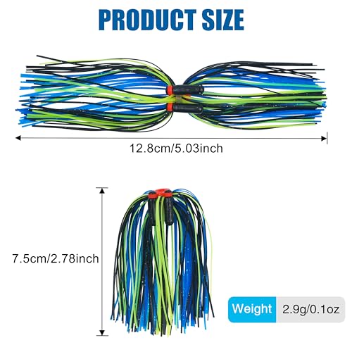 OROOTL Silicone Jig Skirts Spinnerbait Skirt Replacement Bass Fishing Lures for DIY Spinner Baits Buzzbaits Squid Jig Accessories - color: B-Skirts with Rattles-12pcs
