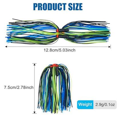 OROOTL Silicone Jig Skirts Spinnerbait Skirt Replacement Bass Fishing Lures for DIY Spinner Baits Buzzbaits Squid Jig Accessories - color: B-Skirts with Rattles-12pcs