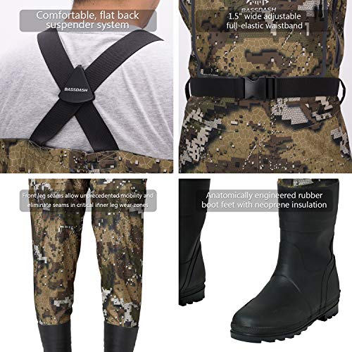 BASSDASH Breathable Ultra Lightweight Chest Stocking Foot Fishing Hunting Waders for Men - color: Veil, size: MLF10
