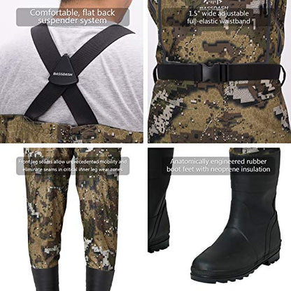 BASSDASH Breathable Ultra Lightweight Chest Stocking Foot Fishing Hunting Waders for Men - color: Veil, size: MLF10