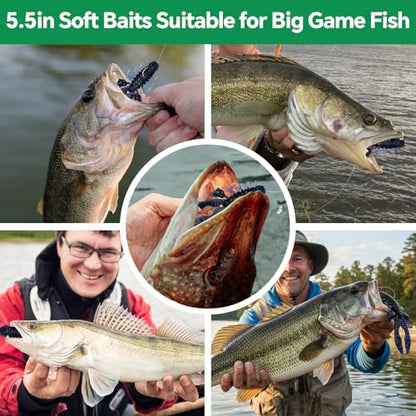 Crawfish Lure 5.5", Soft Plastic Crawdad Creature Bait with Rattles, Weedless Bass Fishing Lure, Realistic Fishing Lures for Freshwater & Saltwater, 3 Pack Red Green Blue - color: red blue green