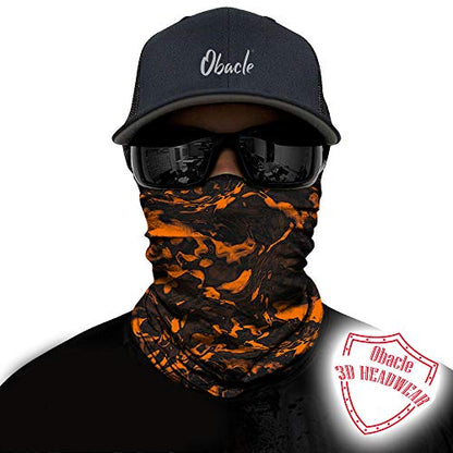 Obacle Seamless Face Mask Rave Bandana Men Women for Dust Sun Wind Protection - color: Pure Black Orange
