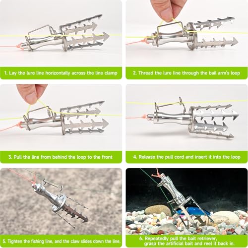 Fishing Bait Saver, Stainless Steel Fishing Lure Retriever, Quick Hook Removal Tool, Suitable for Bass, Trout, Panfish