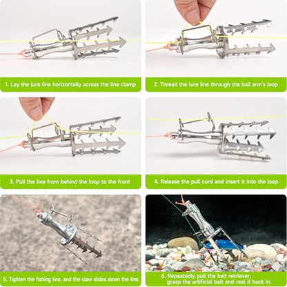 Fishing Bait Saver, Stainless Steel Fishing Lure Retriever, Quick Hook Removal Tool, Suitable for Bass, Trout, Panfish