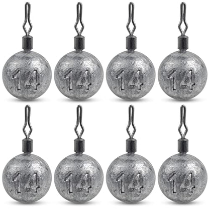 Drop Shot Weights Kit Round Cannonball Fishing Sinkers Weights Bass Casting Fishing Weights Swivel Drop Shot Sinker Rig Tackle for Bass Fishing Freshwater Saltwater - style: 1/2oz-25pcs