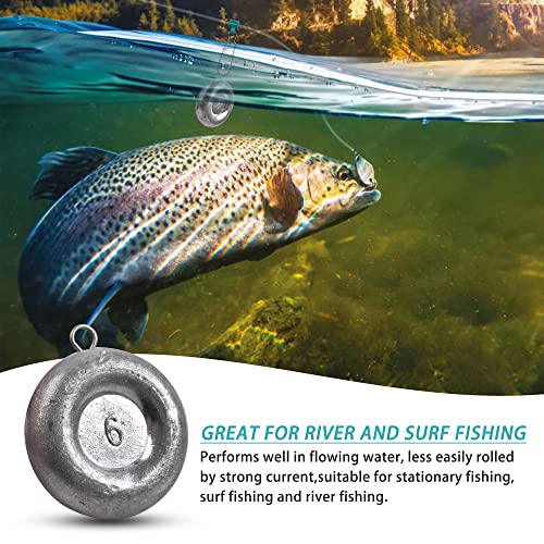 Disc Sinkers Fishing Weights Coin Weight Saltwater Fishing Weight sSinker Surf Fishing Inline Trolling Bottom Drifting Catfish Weight Sinker Fishing Tackle Gear 1oz 2oz 3oz 4oz 5oz 6oz 8oz - style: 2oz - 10pcs