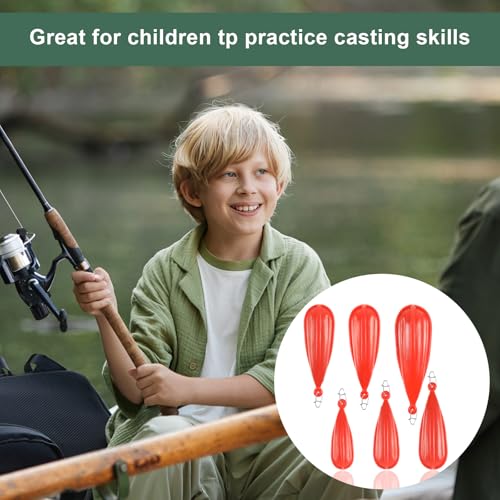 simarro 6 PCS Fishing Practice Plugs, Orange Mixed Sizes Bait Casting Practice Plug, Suitable for to Improve Throwing Skills (1/5 oz, 1/4 oz, 3/8 oz, 2/5 oz, 1/3 oz, 3/4 oz)