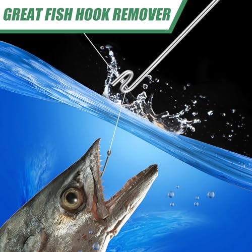 Sotiff 2 Pcs 12 in Stainless Steel Fish Hook Remover Tools Summer Fishing Hook Quick Removal Device Saltwater Dehooker Aluminum and Fish Dehooker for Fisherman - color: Silver