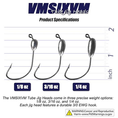 30/20/10 Pcs Tube Jig Heads for Bass Fishing, Tube Bait Worm Hooks rigs for Freshwater Saltwater, 5/16oz, 1/4oz, 3/16oz, 1/8oz - color: A5-1/4oz, 20 Pcs