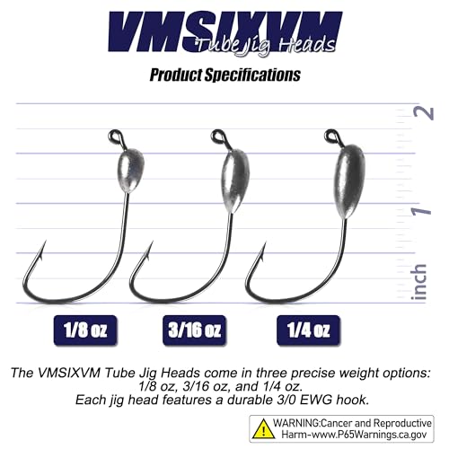 30/20/10 Pcs Tube Jig Heads for Bass Fishing, Tube Bait Worm Hooks rigs for Freshwater Saltwater, 5/16oz, 1/4oz, 3/16oz, 1/8oz - color: A3-1/8oz, 20 Pcs