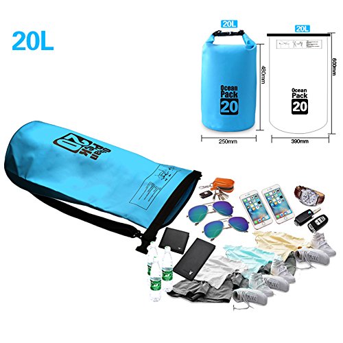 Dry Sack/Floating Waterproof Bag 2L/5L/10L/20L/30L for Boating, Kayaking, Hiking, Snowboarding, Camping, Rafting, Fishing and Backpacking - color: Blue, size: 20L