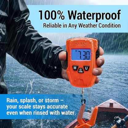 Fish Scale Digital Fishing Scale with Lip Gripper & Replaceable Hook, Auto Unit Recall, 110 lb Capacity, Memory & Total, Multi-Mode lb/oz/kg with LCD Display, Fishing Gift for Men