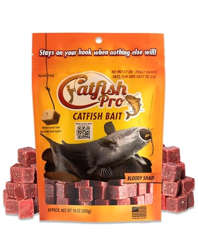 Catfish Pro Catfish Bait - 10oz Bag with 80pcs | Irresistible Scent for Catfish | Mess-Free, Stays On Your Hook When Nothing Else Will | Great for Rod, Reel, Trotline, Jugs & Yoyos Fishing - color: Bloody Shad