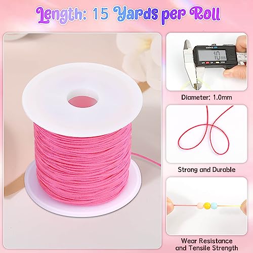 Selizo 12 Rolls Nylon String for Bracelets, Chinese Knotting Nylon Cord for Jewelry Making, Nylon Beading Thread for Kumihimo, Braided Bracelets, Necklaces, Macrame Craft, Wind Chime