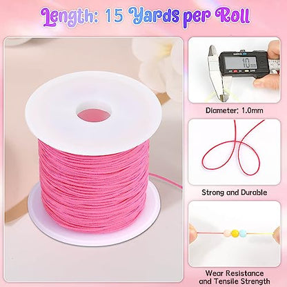 Selizo 12 Rolls Nylon String for Bracelets, Chinese Knotting Nylon Cord for Jewelry Making, Nylon Beading Thread for Kumihimo, Braided Bracelets, Necklaces, Macrame Craft, Wind Chime