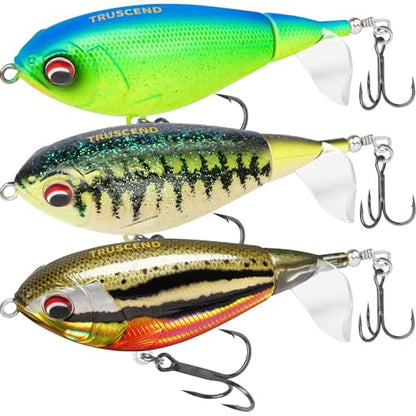 TRUSCEND Popobait Easy Catch Fishing Lures with BKK Hooks, Instant Startup, Longer Cast, Balanced Spray/Sound/Swim, Plopper Topwater Lures for Bass, Trout, Pike, Walleye, Freshwater Saltwater Fishing - color: B3-4.3",0.8oz
