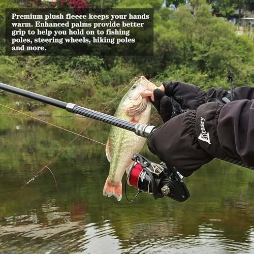 Drasry Neoprene Palm Ice Fishing Gloves 3-Cut Fingers Warm for Men and Women Cold Weather Insulated Great for Winter Fly Fishing Photography Running Shooting Hunting Hiking - size: Large